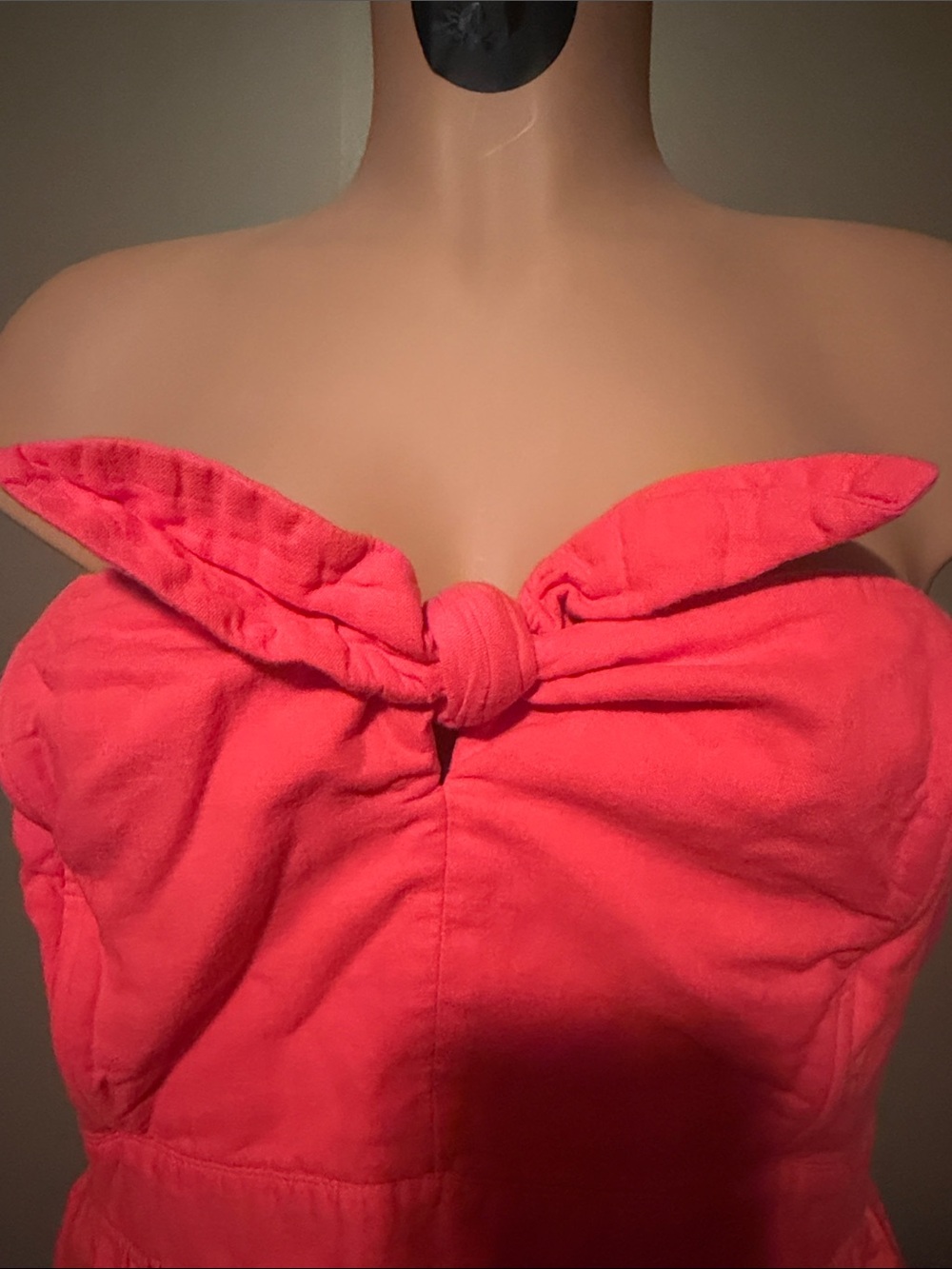 Strapless Bow-Front Maxi Dress in Coral Red - Picture 2 of 9